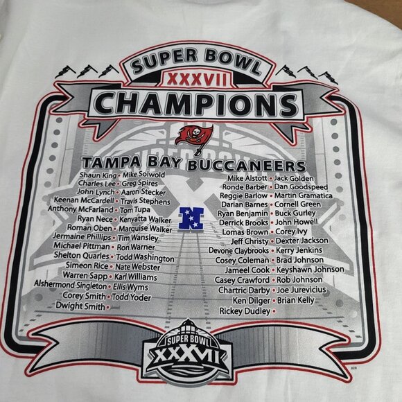 Super Bowl XXXVII Tampa Bay Buccaneers Champions Shirt NFL Players 2003 SZ LG - Picture 10 of 12